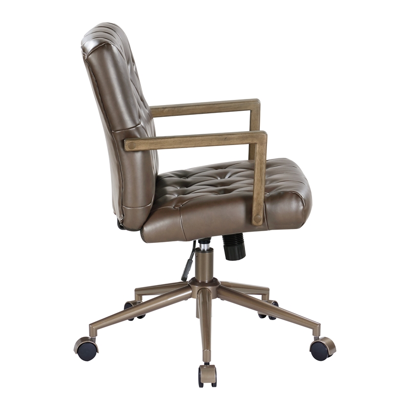 Waltham Office Chair in Chocolate Faux Leather