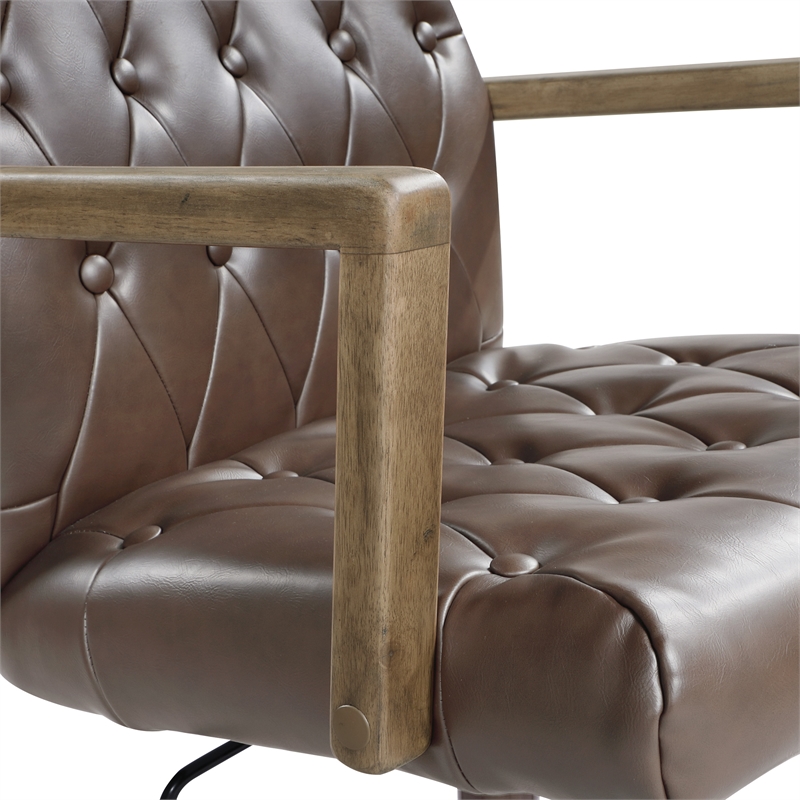 Waltham Office Chair in Chocolate Faux Leather