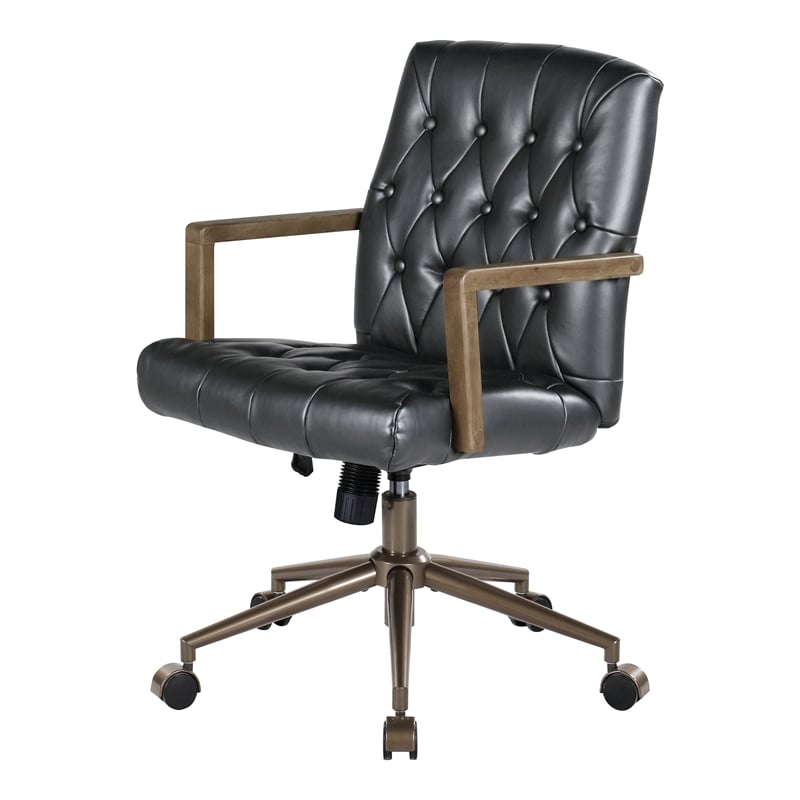 Waltham Office Chair in Black Faux Leather