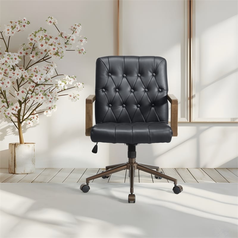 Waltham Office Chair in Black Faux Leather