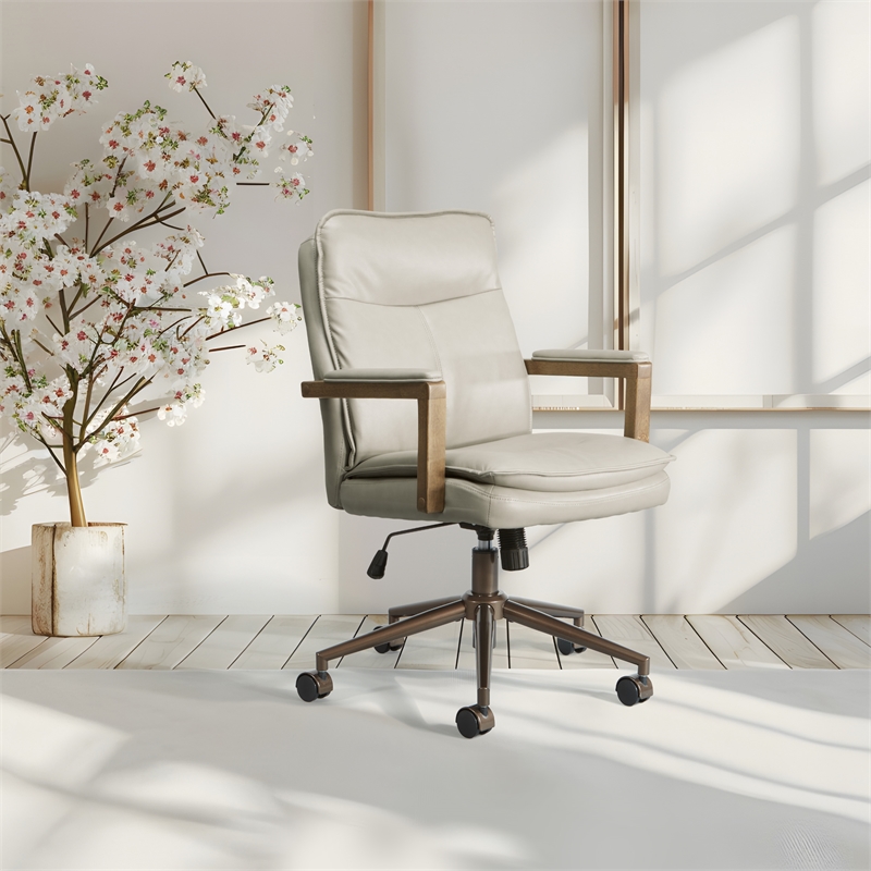 Woodlands Office Chair in Taupe Faux Leather