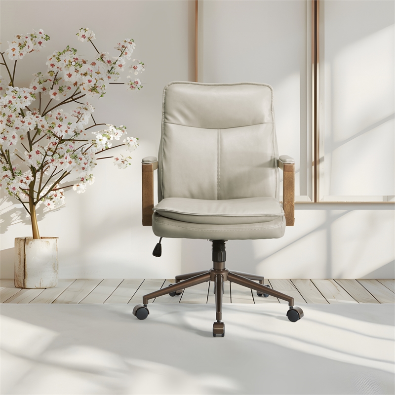 Woodlands Office Chair in Taupe Faux Leather