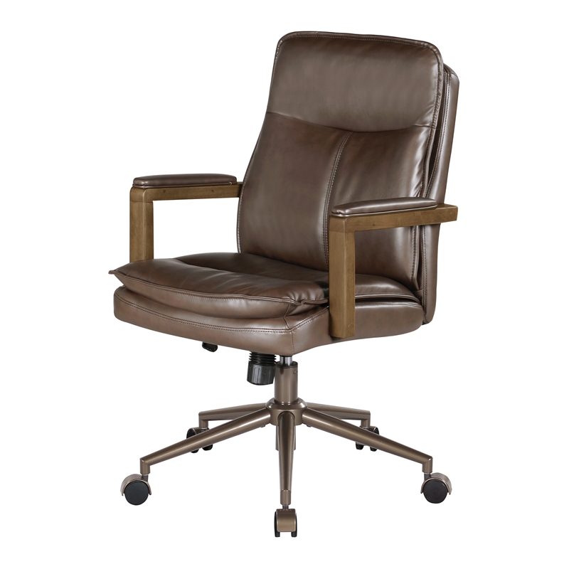 Woodlands Office Chair in Chocolate Faux Leather
