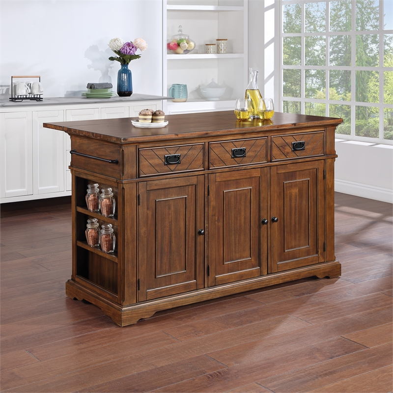 Palisade Kitchen Island in Engineered Wood Oak Finish