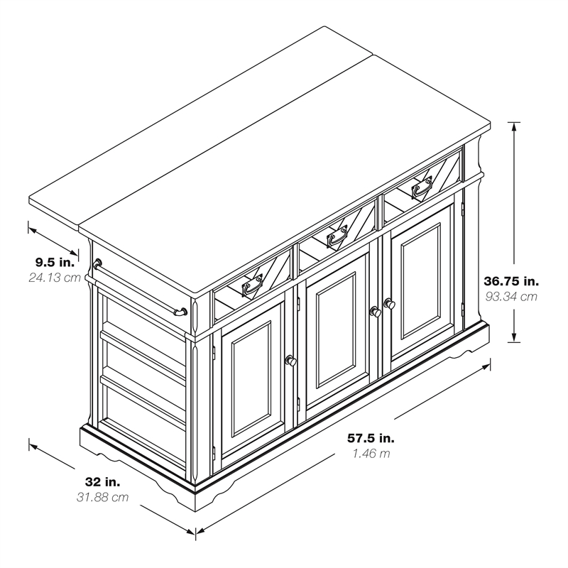 Palisade Kitchen Island in Engineered Wood White Finish