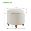 Lyra Storage Ottoman in Snow White Fabric with Medium Oak Legs