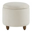 Lyra Storage Ottoman in Snow White Fabric with Medium Oak Legs