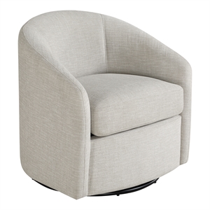 Bella Swivel Barrel Chair in Stone Fabric