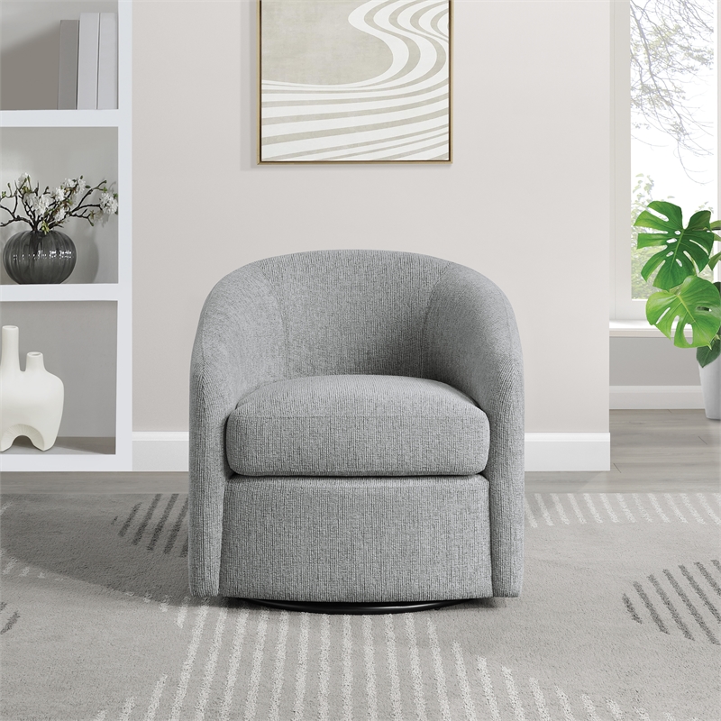 Bella Swivel Barrel Chair in Dove Gray Fabric