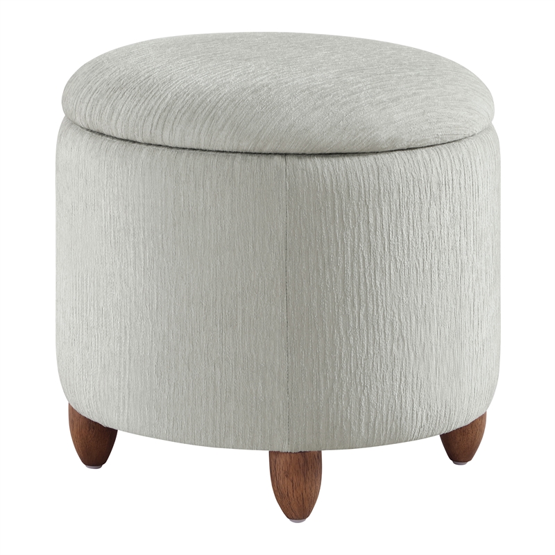 Lyra Storage Ottoman in Platinum Gray with Medium Oak Legs