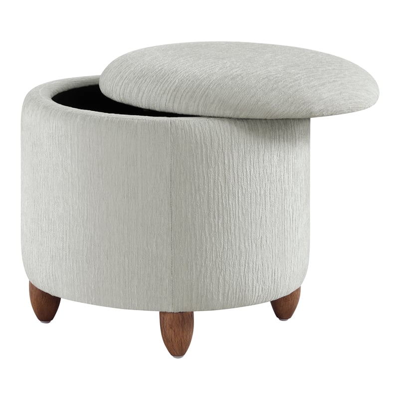 Lyra Storage Ottoman in Platinum Gray with Medium Oak Legs