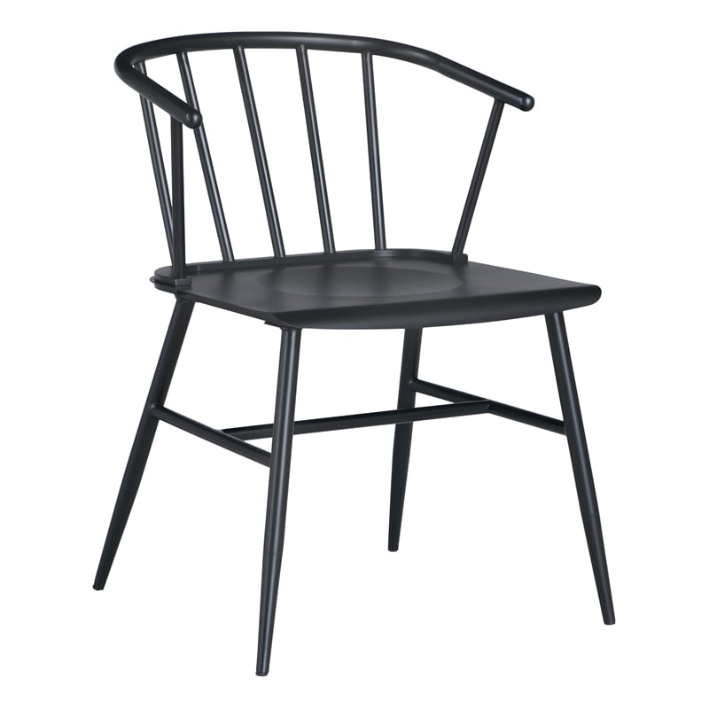 Lincoln All Metal Curved Back Chair in Black Finish