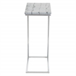 Solid Gray Marble Top C-Table with Chrome Metal Base 2-Pack