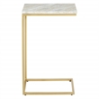Solid White Marble Top C-Table with Gold Tone Metal Base 2-Pack