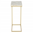 Solid White Marble Top C-Table with Gold Tone Metal Base 2-Pack