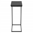 Solid Black Marble Top C-Table with Black Metal Base Set of 2