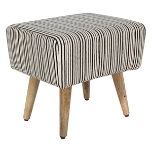 ottoman rectangle woven fabric tapestry in black/white stripes