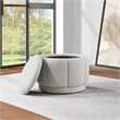 Lanyard Storage Ottoman in Fog Light Gray Fabric Fully Assembled