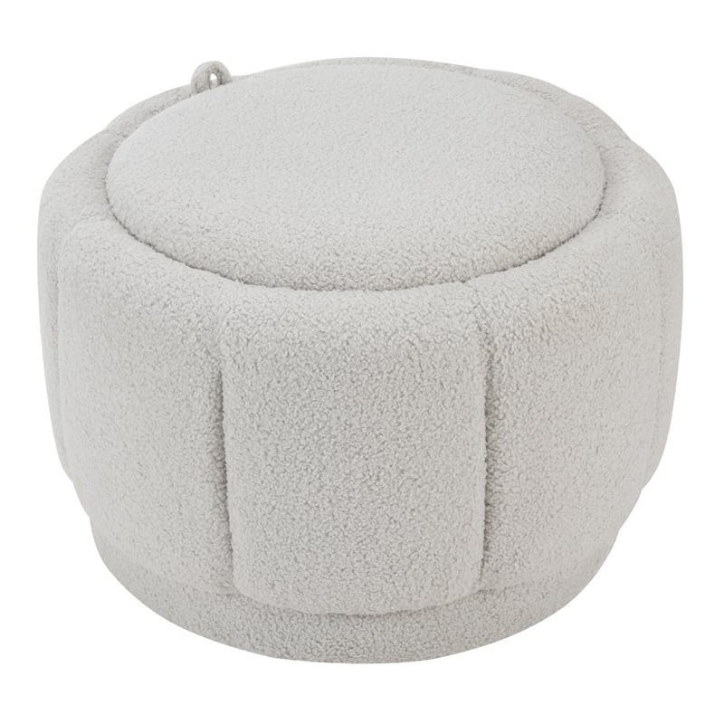 Lanyard Storage Ottoman in Fog Light Gray Fabric Fully Assembled
