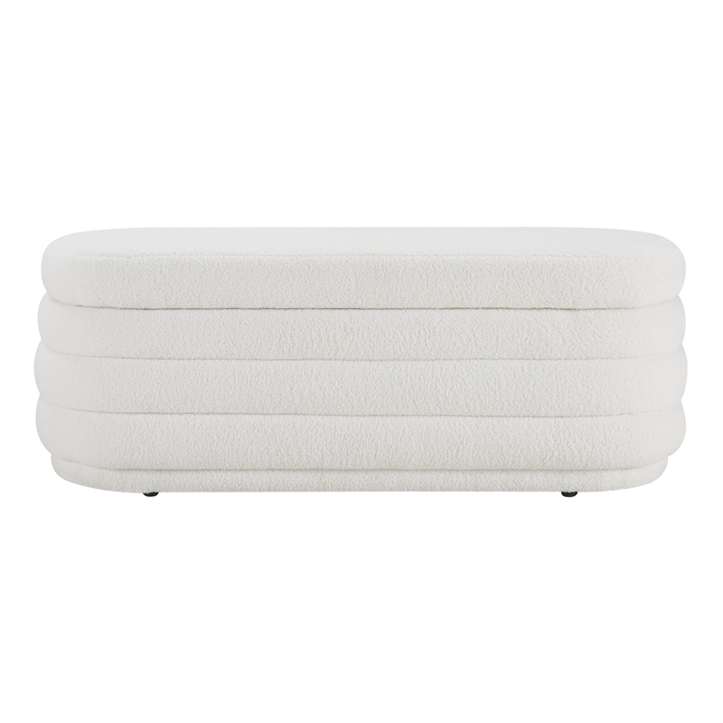 Clifford Storage Bench in Ivory Sherpa Fabric