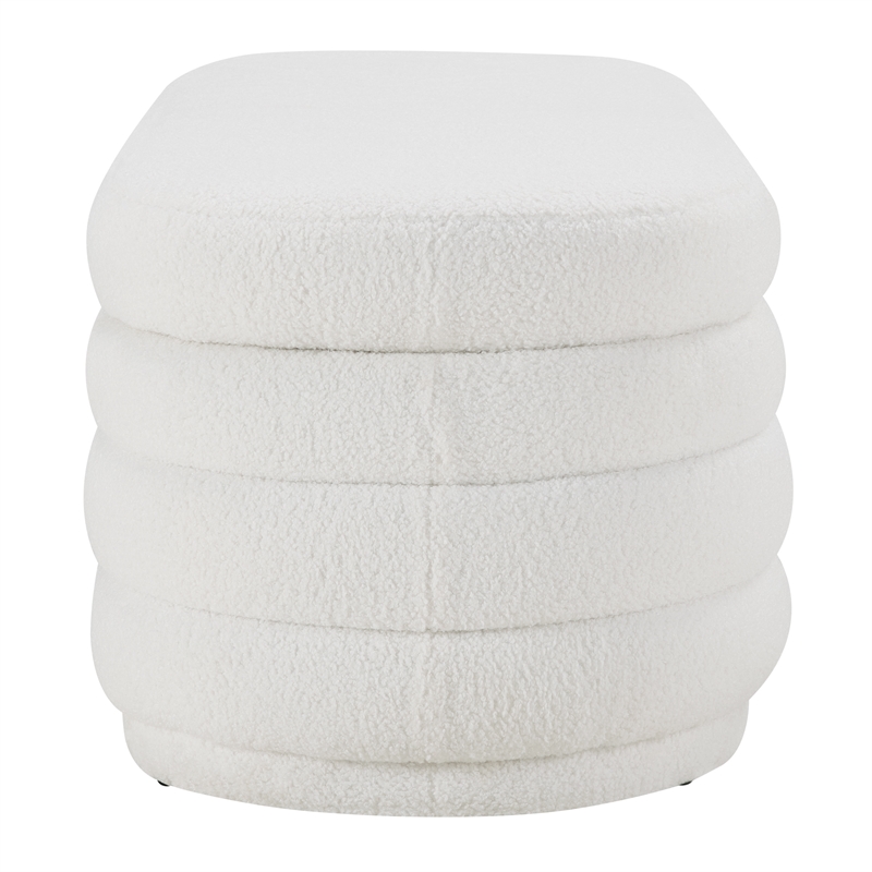 Clifford Storage Bench in Ivory Sherpa Fabric
