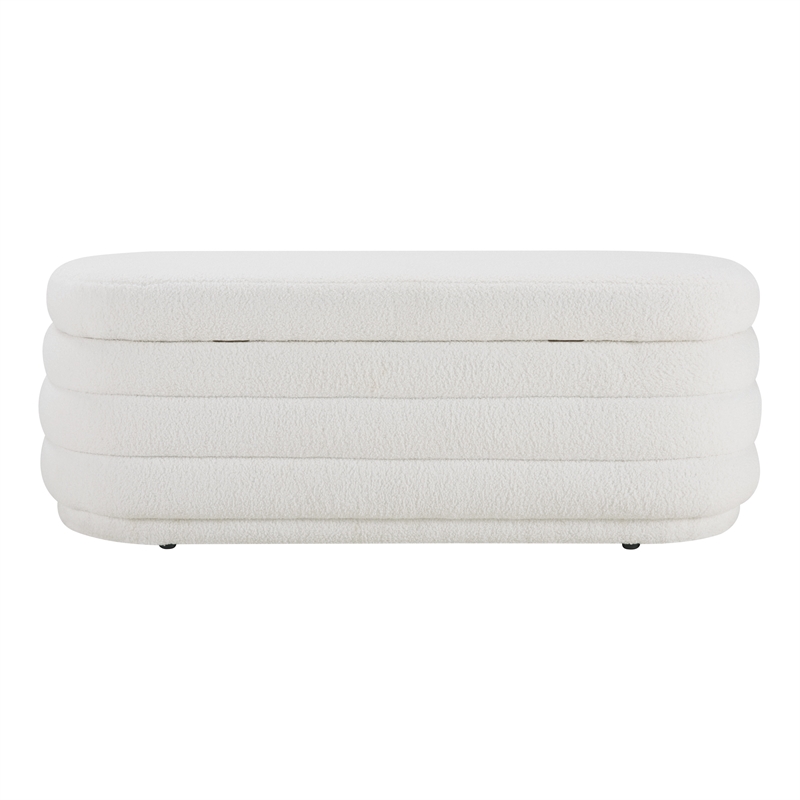 Clifford Storage Bench in Ivory Sherpa Fabric