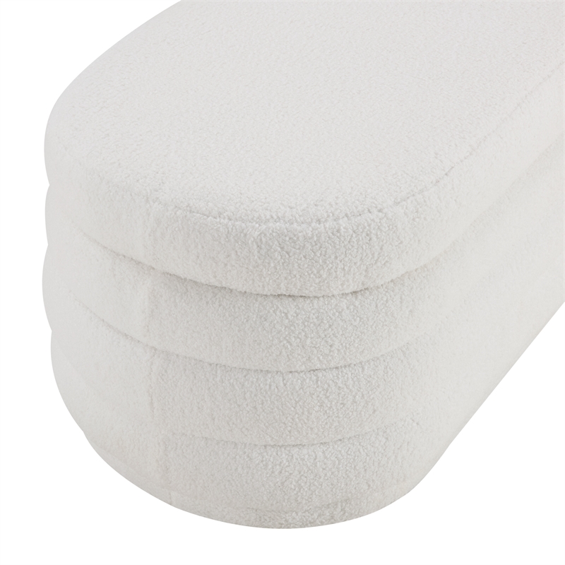 Clifford Storage Bench in Ivory Sherpa Fabric