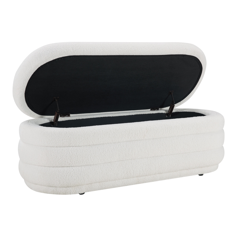 Clifford Storage Bench in Ivory Sherpa Fabric