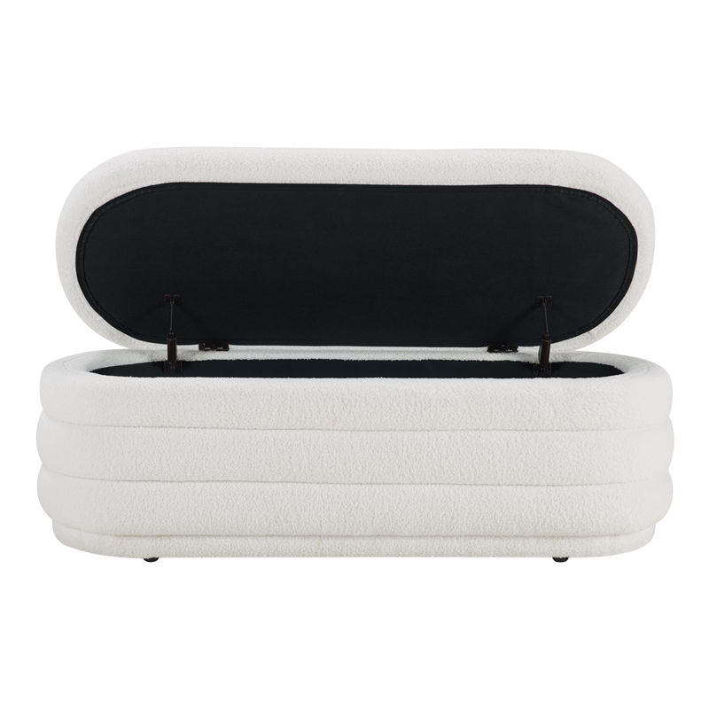 Clifford Storage Bench in Ivory Sherpa Fabric