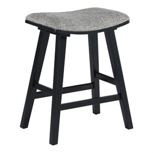 Coley 24&quot Saddle Stool  with Graphite Gray Fabric Seat and Black Wash Frame