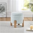 Annie Storage Ottoman in Sky Fabric with Natural Finish Legs