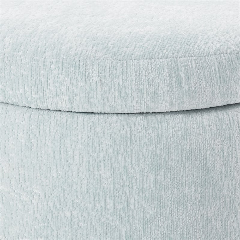 Annie Storage Ottoman in Sky Fabric with Natural Finish Legs