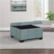 Detour Strap Square Storage Ottoman in Sea Blue Fabric