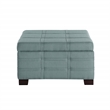 Detour Strap Square Storage Ottoman in Sea Blue Fabric