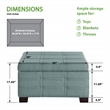Detour Strap Square Storage Ottoman in Sea Blue Fabric