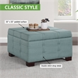 Detour Strap Square Storage Ottoman in Sea Blue Fabric