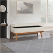 Katheryn Storage Bench in Wheat Fabric with Spice Finish Legs