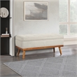 Katheryn Storage Bench in Wheat Fabric with Spice Finish Legs