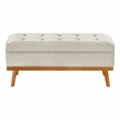 Katheryn Storage Bench in Wheat Fabric with Spice Finish Legs