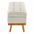 Katheryn Storage Bench in Wheat Fabric with Spice Finish Legs