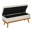 Katheryn Storage Bench in Wheat Fabric with Spice Finish Legs