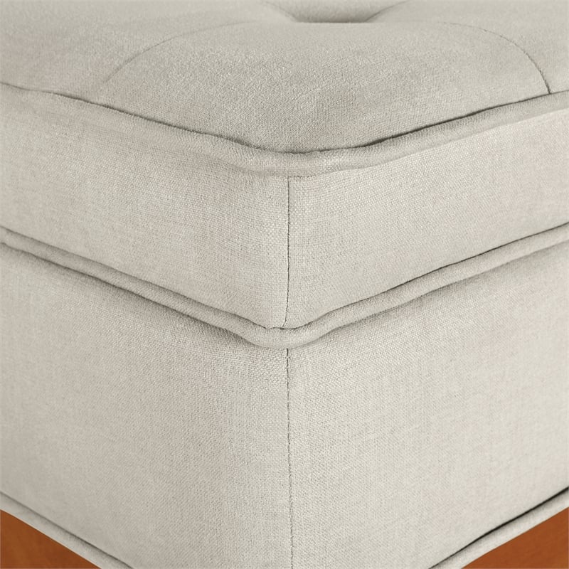 Katheryn Storage Bench in Wheat Fabric with Spice Finish Legs