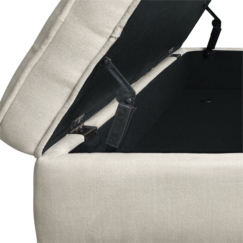 Katheryn Storage Bench in Wheat Fabric with Spice Finish Legs