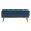 Katheryn Storage Bench in Azure Fabric with Spice Finish Legs