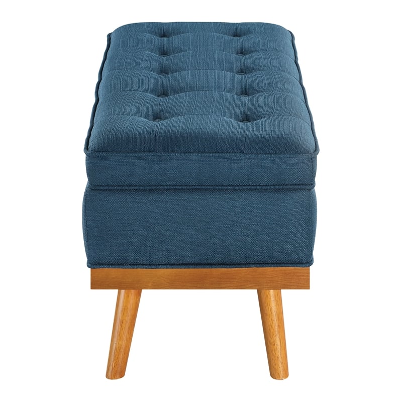 Katheryn Storage Bench in Azure Fabric with Spice Finish Legs