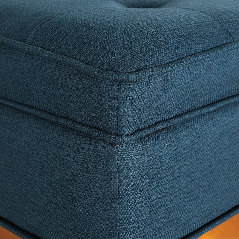 Katheryn Storage Bench in Azure Fabric with Spice Finish Legs