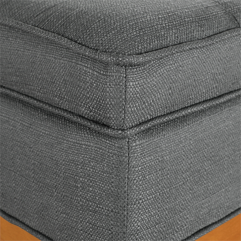 Katheryn Storage Bench in Charcoal Fabric with Spice Finish Legs