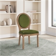 Lillian Oval Back Chair in Moss Green Fabric with Brushed Frame