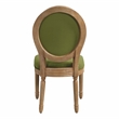 Lillian Oval Back Chair in Moss Green Fabric with Brushed Frame