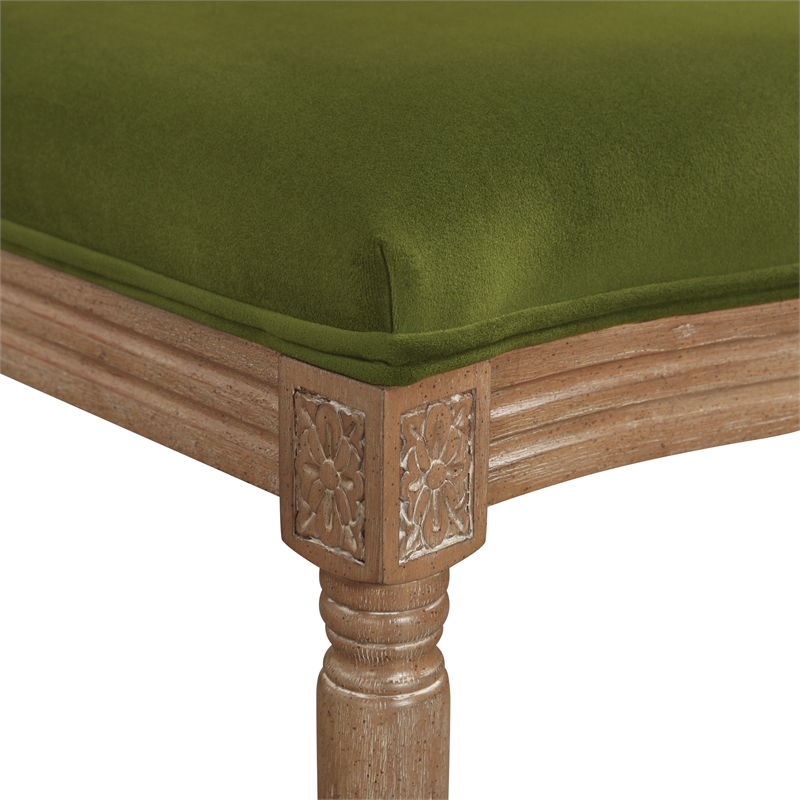 Lillian Oval Back Chair in Moss Green Fabric with Brushed Frame